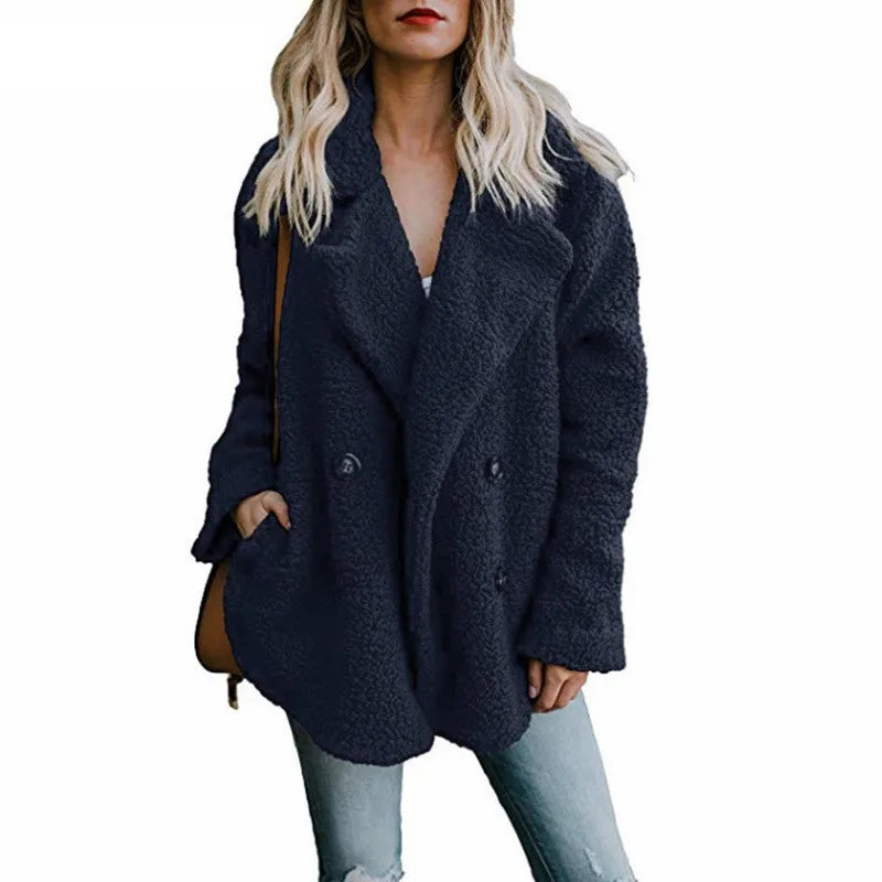 Women's Long Sleeve Faux Fur Teddy Jacket