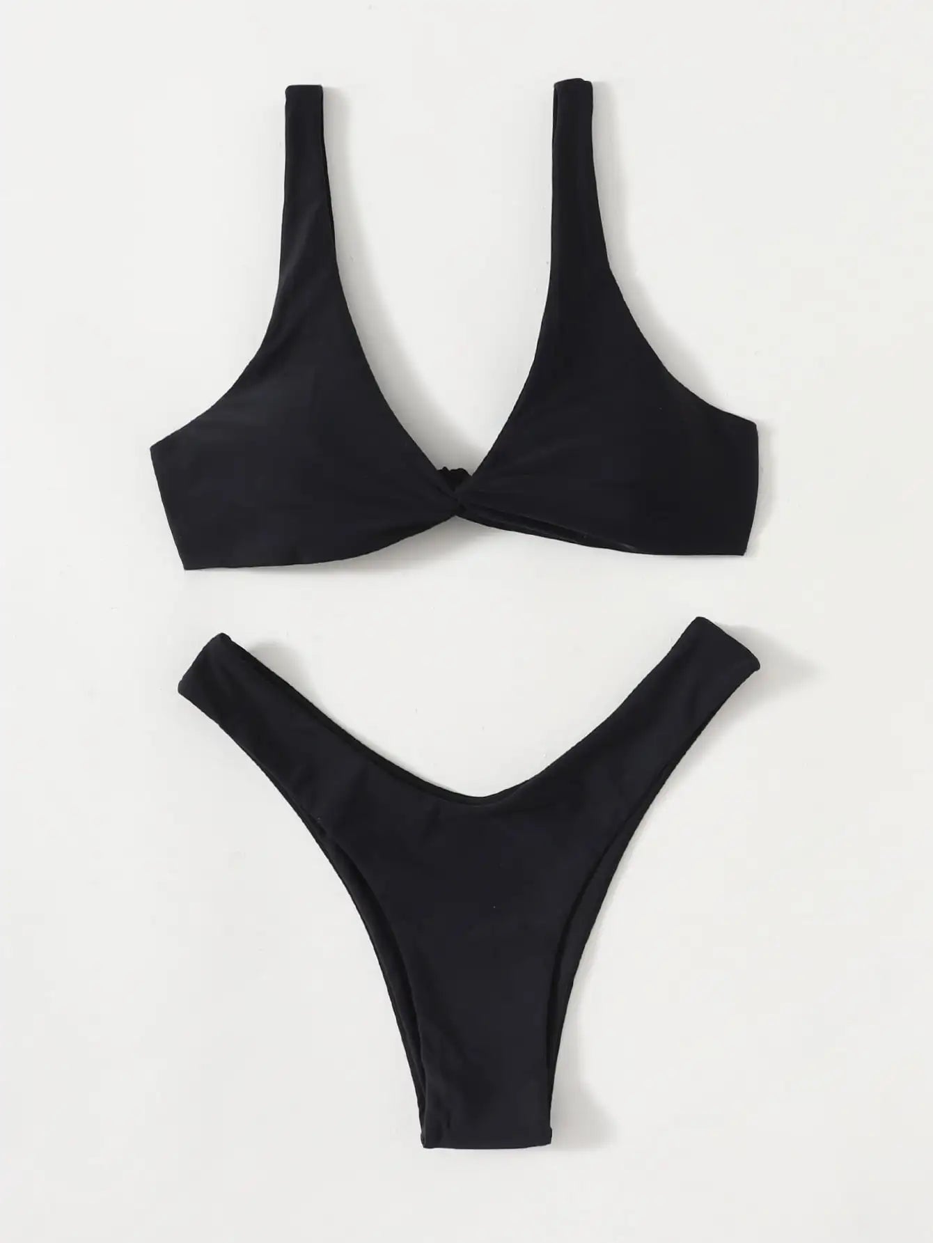 Sexy Solid Tie Brazilian Bikini Set