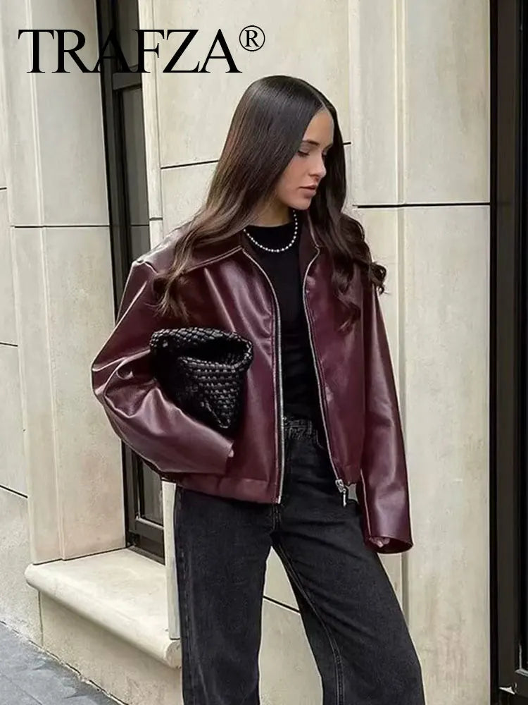 Faux PU Leather Jacket