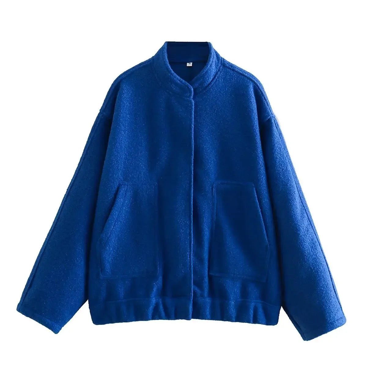 Oversized Autumn Bomber Jacket with Hidden Buttons