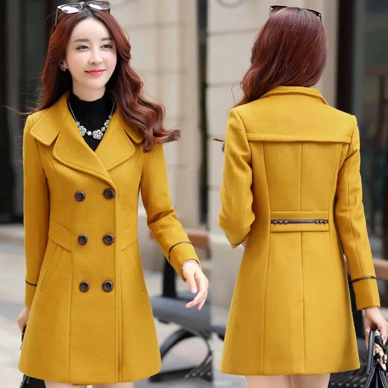 Elegant Office Solid Long Trench Coat