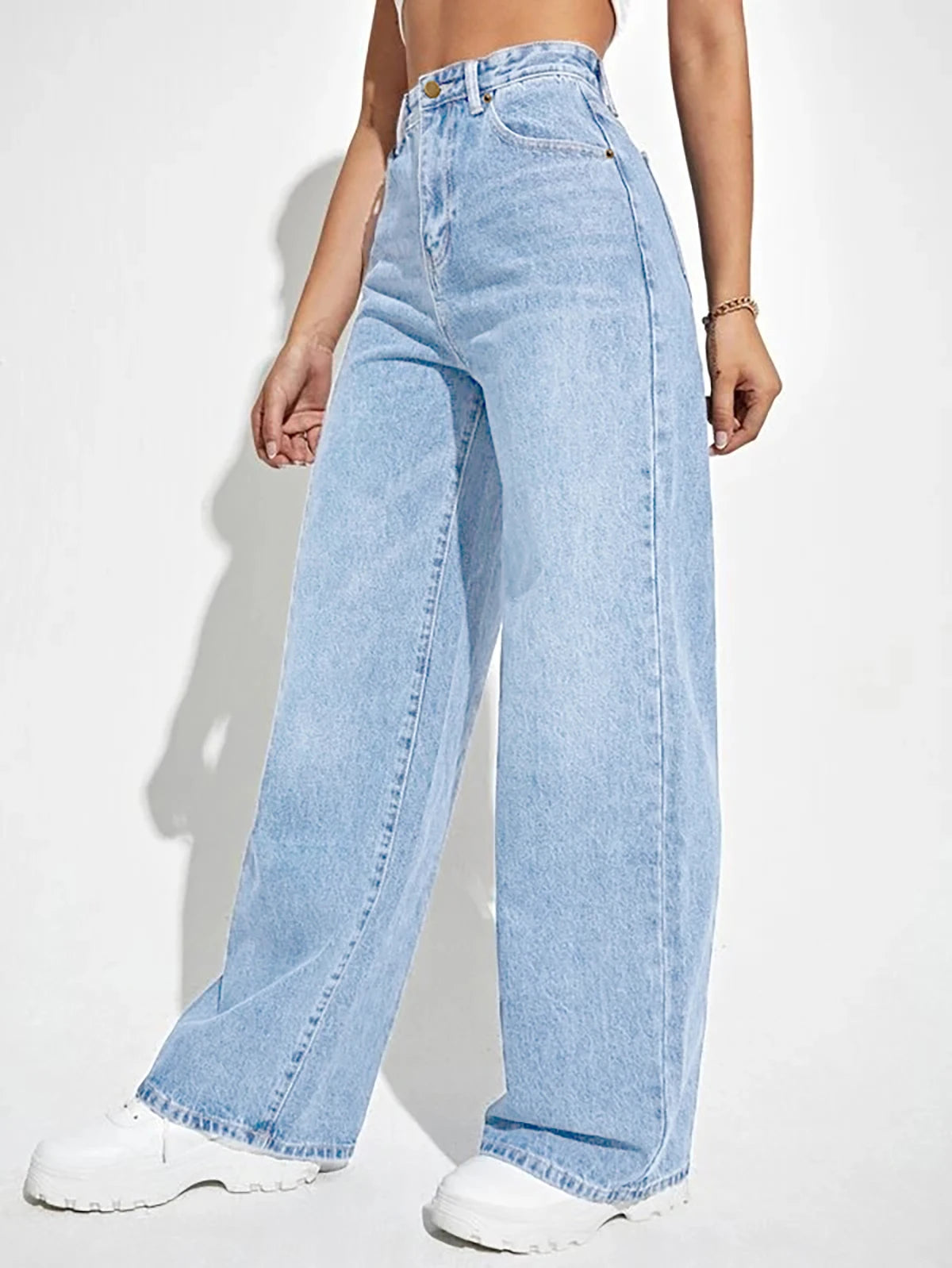 Trendy Loose Fit High-Waist Jeans for Women