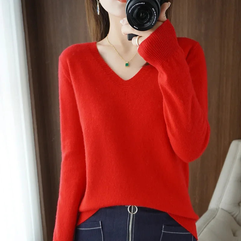 Stand Collar Solid Color Embroidery Sweater