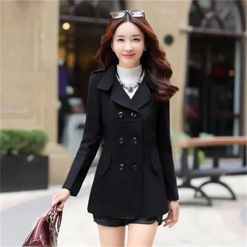 Elegant Office Solid Long Trench Coat