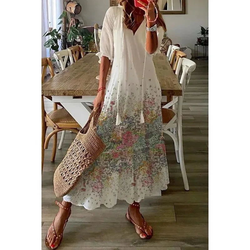 Flower Print Bohemian Dress
