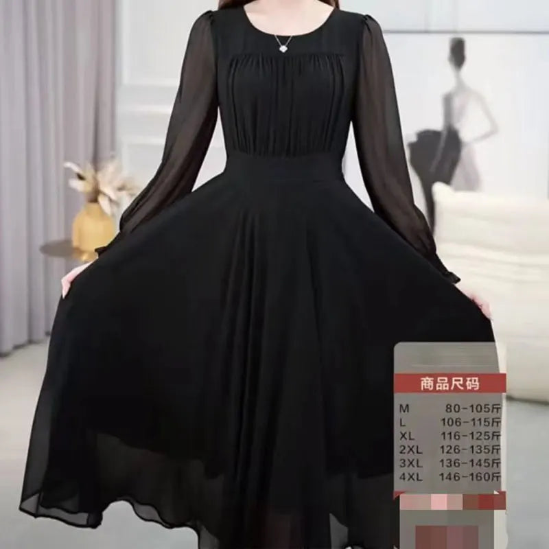 Solid Black Midi Dress