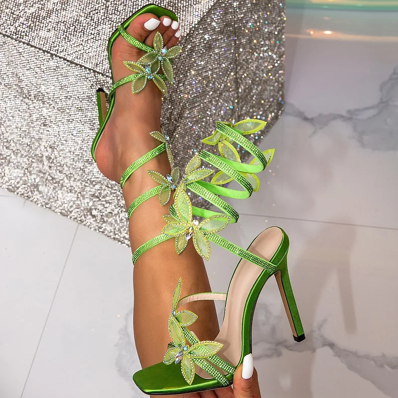 Elegant Crystal Butterfly Stiletto Heels