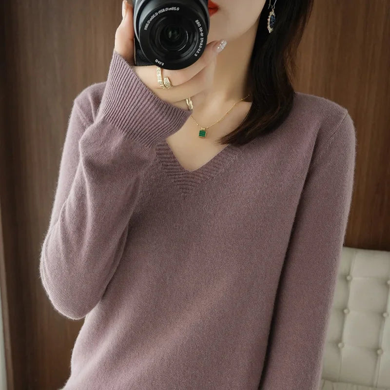 Stand Collar Solid Color Embroidery Sweater