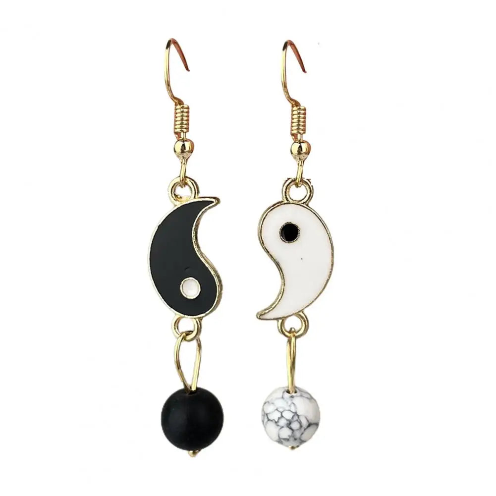 Drip Oil Yin and Yang Drop Earrings