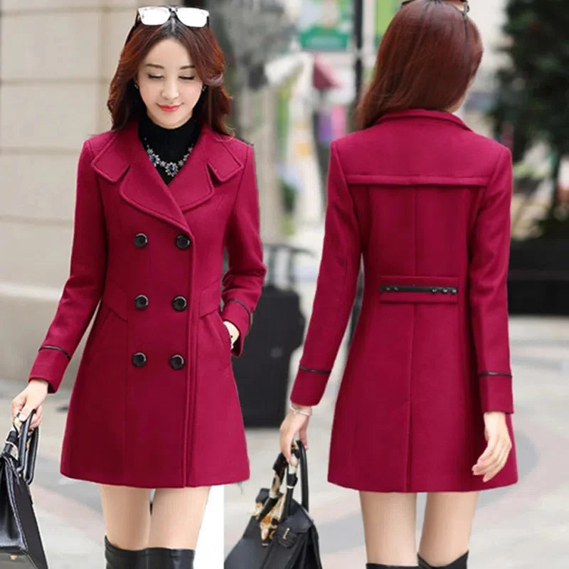 Elegant Office Solid Long Trench Coat
