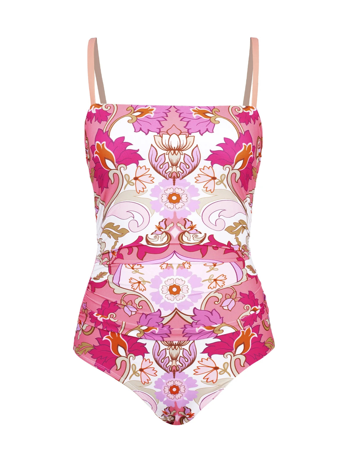 Leaf Print Square Neck One-Piece Swimsuit