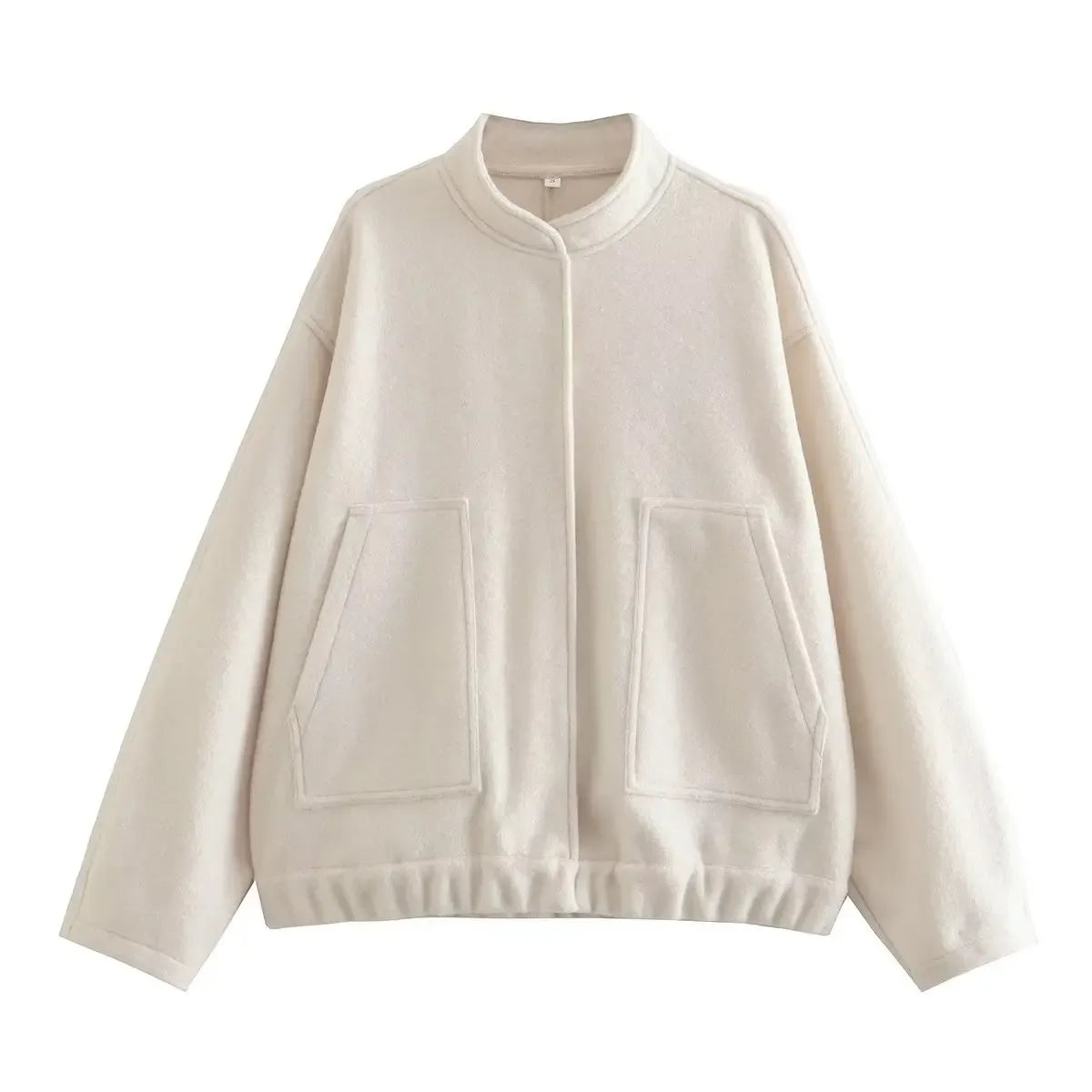 Oversized Autumn Bomber Jacket with Hidden Buttons
