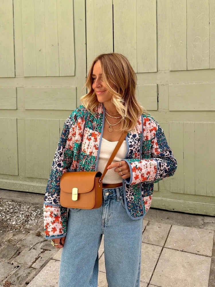 Fashion Floral Print Cotton Coat