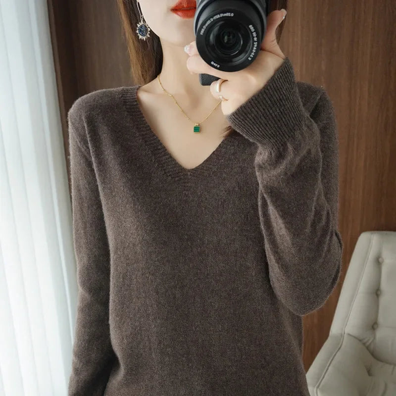 Stand Collar Solid Color Embroidery Sweater