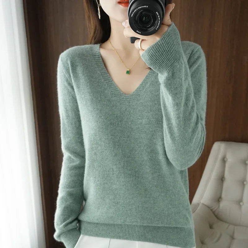 Stand Collar Solid Color Embroidery Sweater