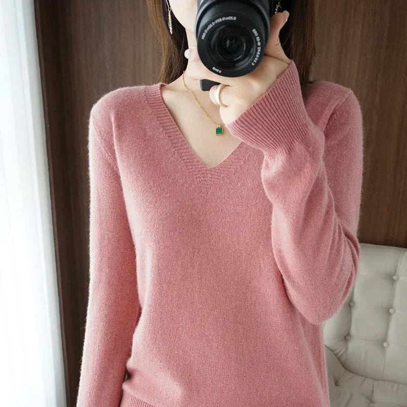 Stand Collar Solid Color Embroidery Sweater