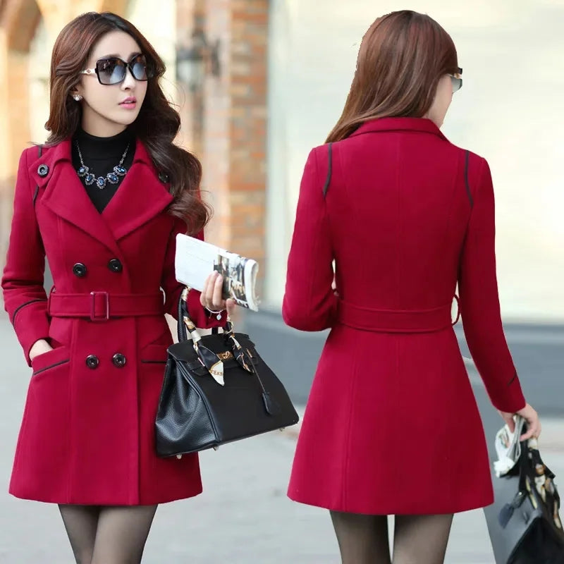 Elegant Office Solid Long Trench Coat