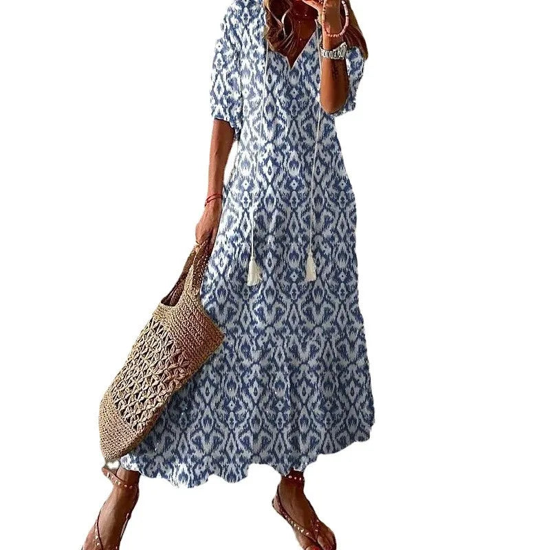 Flower Print Bohemian Dress