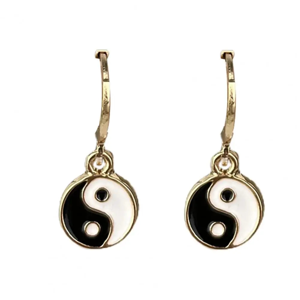 Drip Oil Yin and Yang Drop Earrings