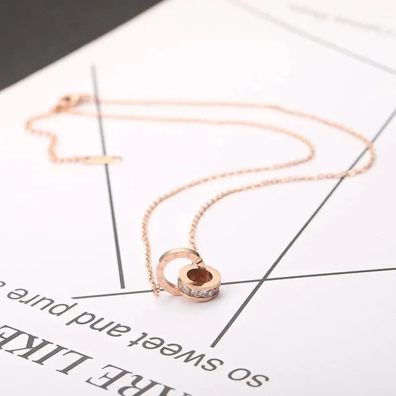 Luxury Roman Numeral Pendant Necklace for Women