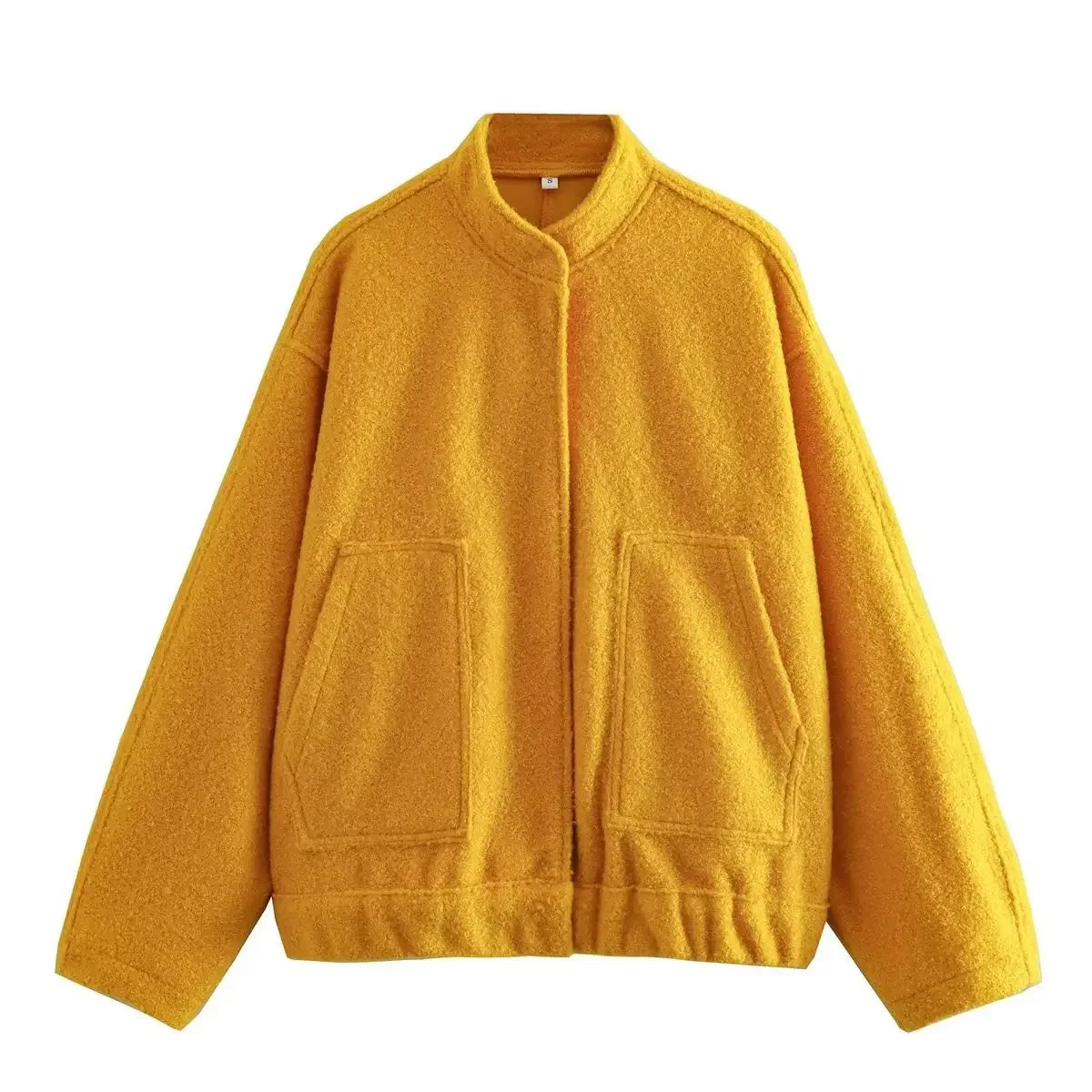 Oversized Autumn Bomber Jacket with Hidden Buttons