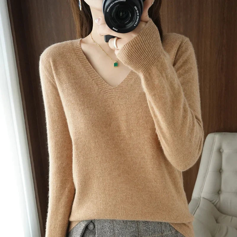 Stand Collar Solid Color Embroidery Sweater