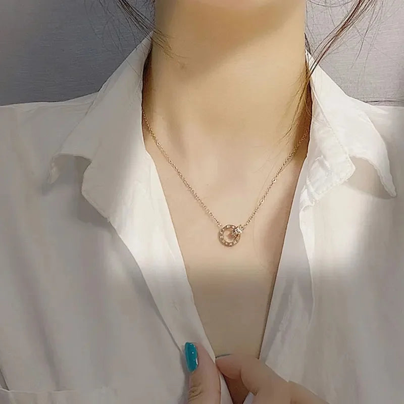Luxury Roman Numeral Pendant Necklace for Women