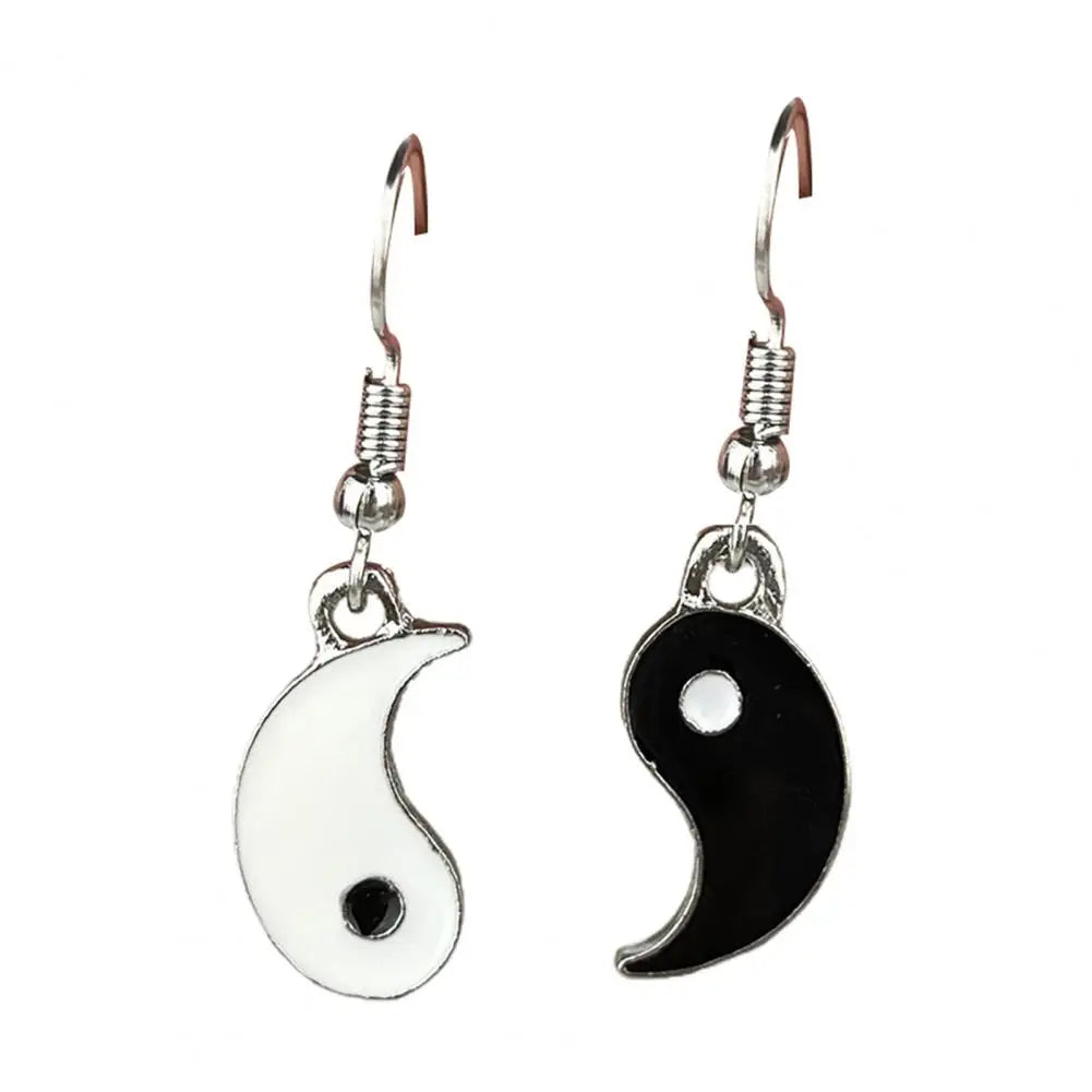 Drip Oil Yin and Yang Drop Earrings