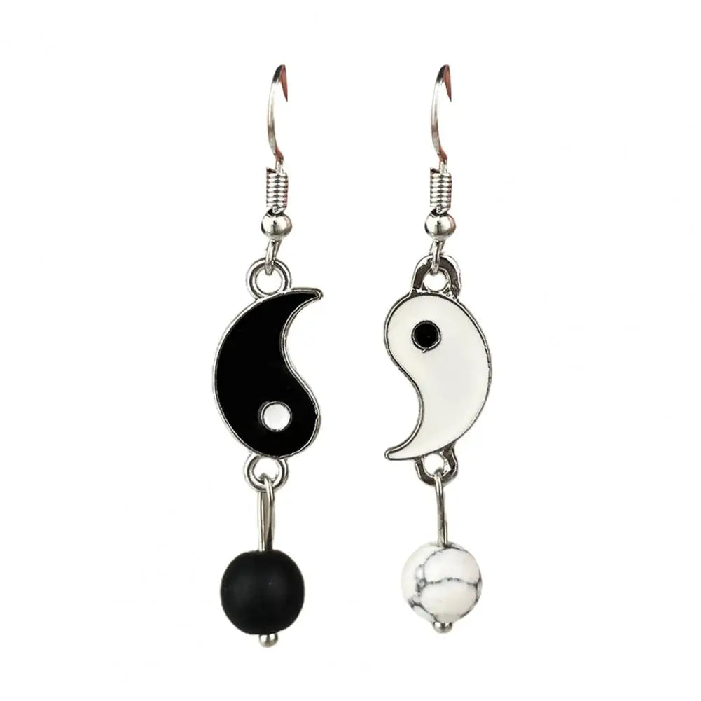Drip Oil Yin and Yang Drop Earrings