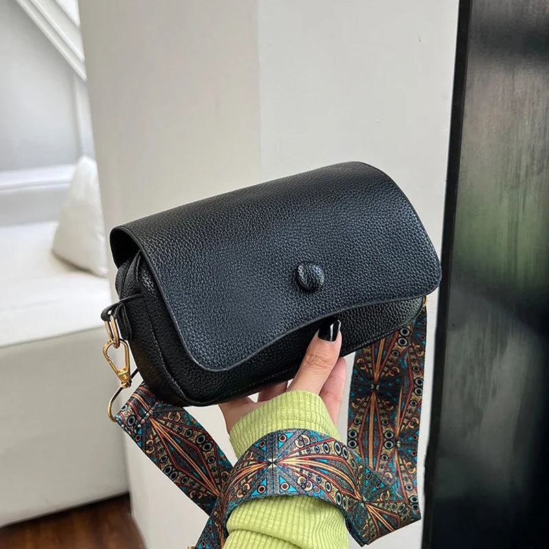 Wide Strap Crossbody Shoulder Bag
