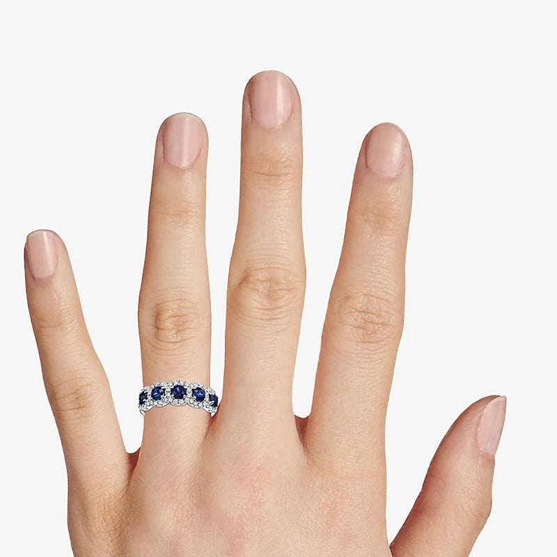Blue Round Zircon Ring