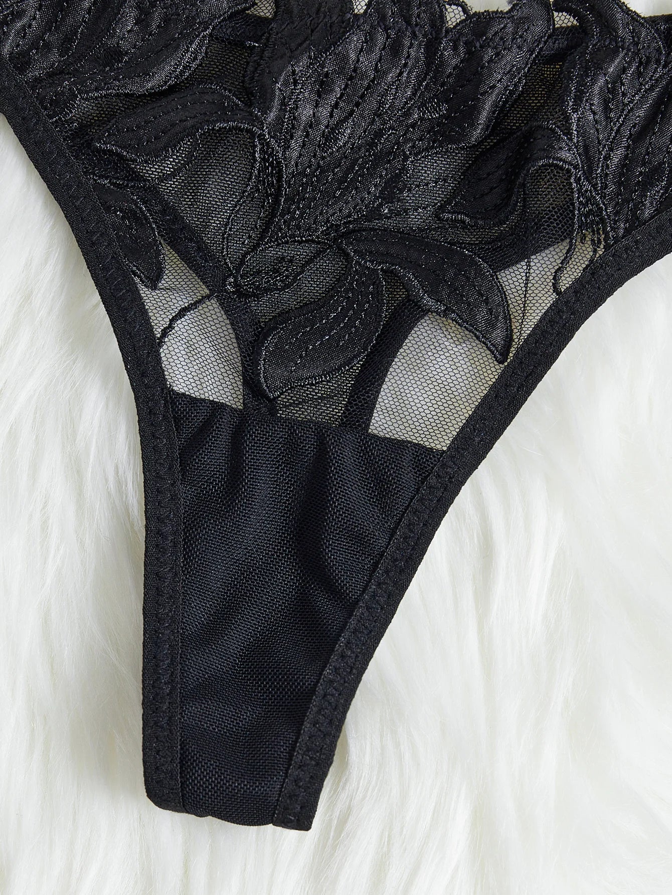3D Mesh Embroidery Lingerie Set