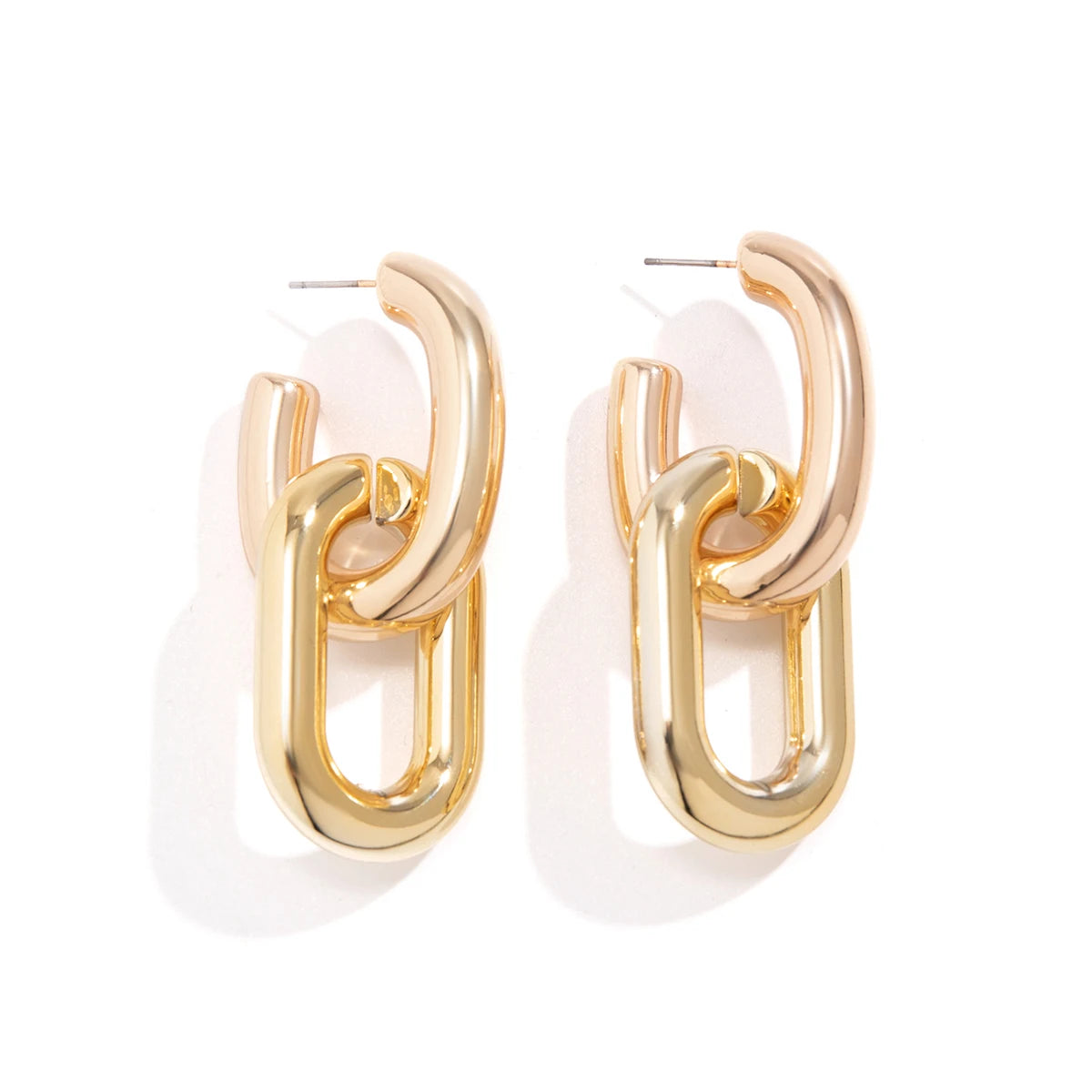 Vintage Geometric U-Shape Link Drop Earrings