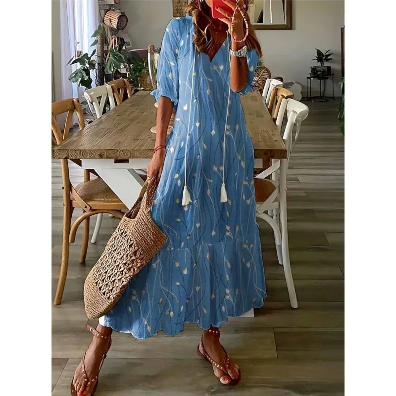 Flower Print Bohemian Dress