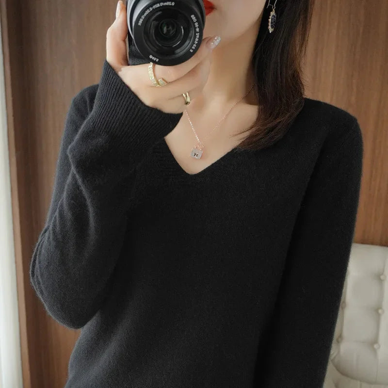 Stand Collar Solid Color Embroidery Sweater