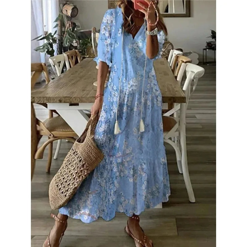 Flower Print Bohemian Dress