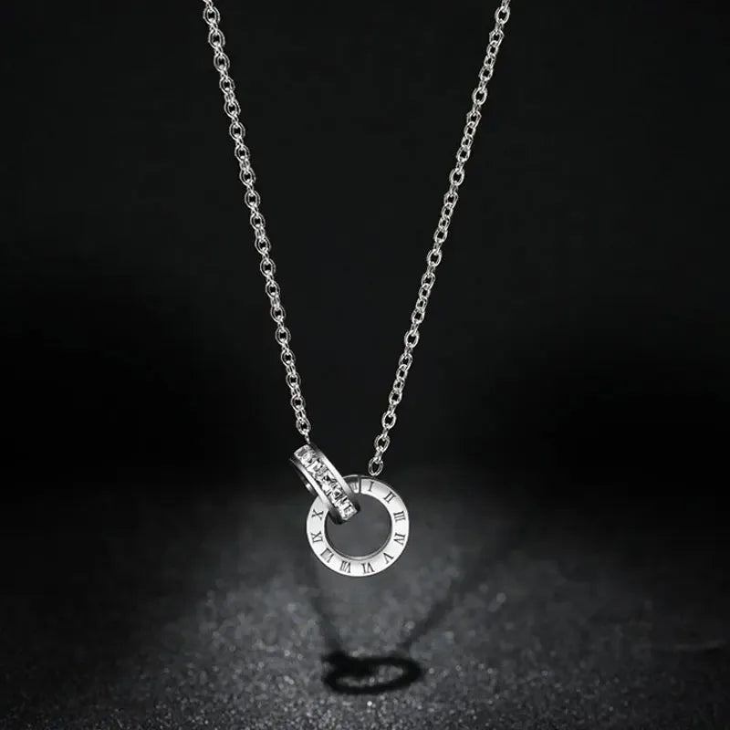 Luxury Roman Numeral Pendant Necklace for Women