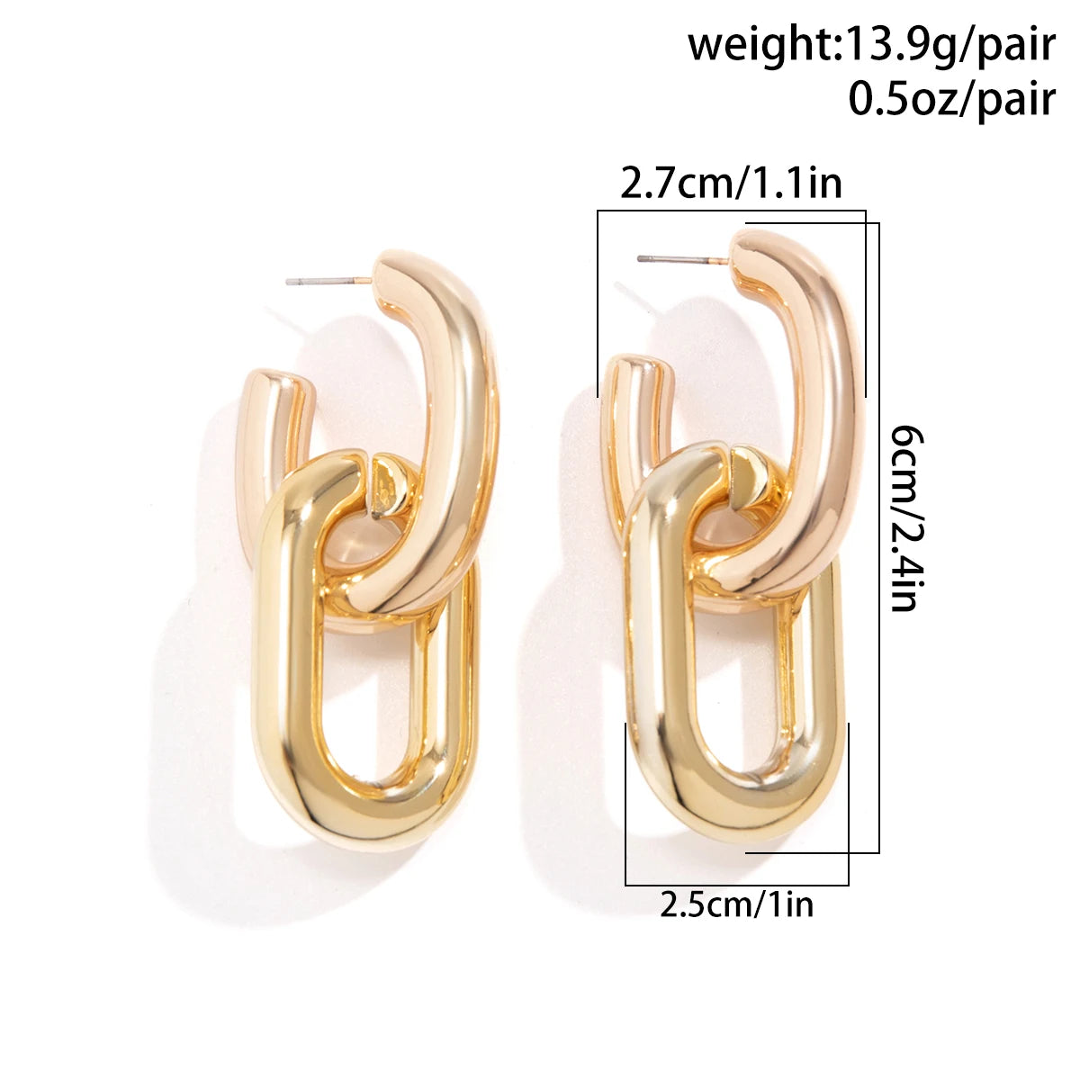 Vintage Geometric U-Shape Link Drop Earrings