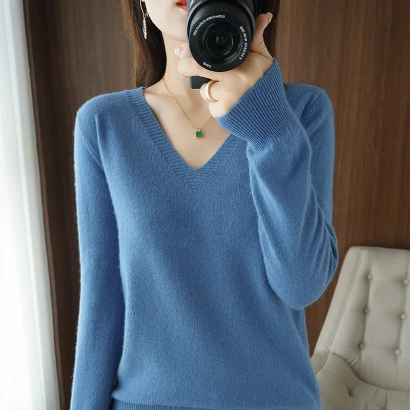 Stand Collar Solid Color Embroidery Sweater