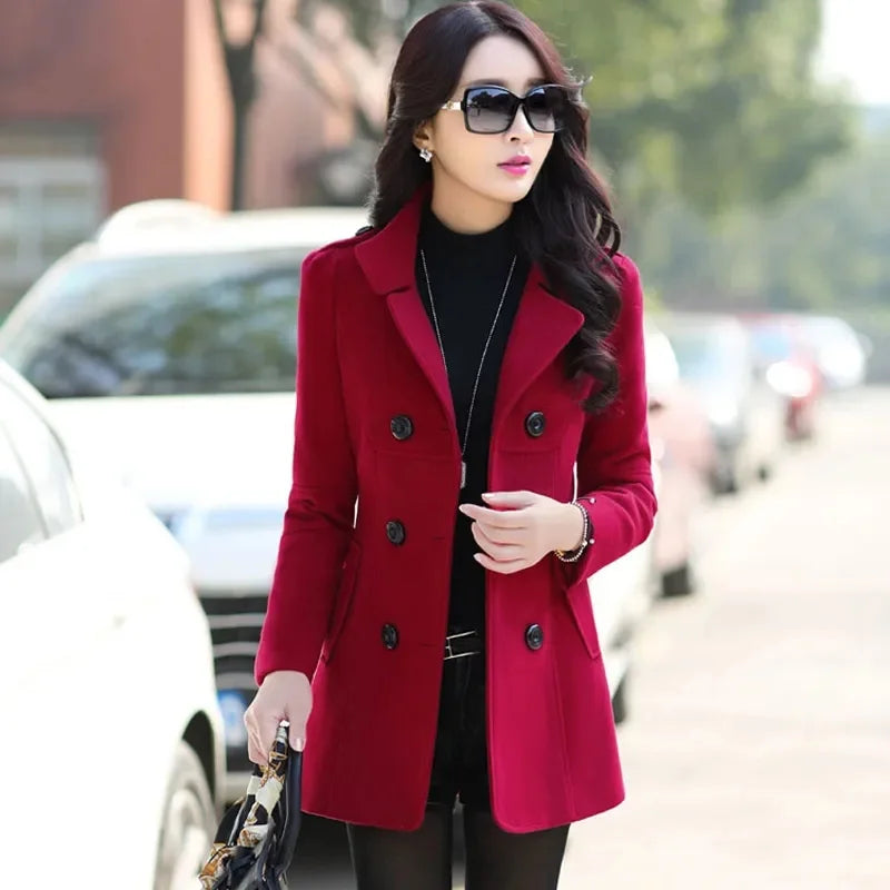 Elegant Office Solid Long Trench Coat