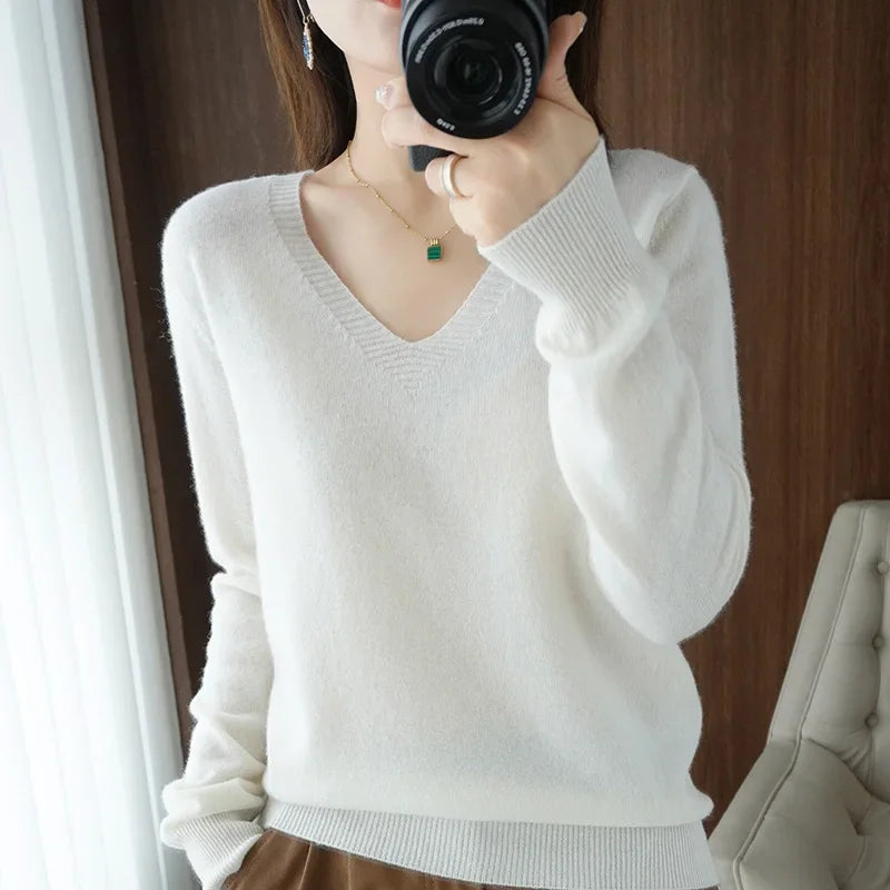 Stand Collar Solid Color Embroidery Sweater