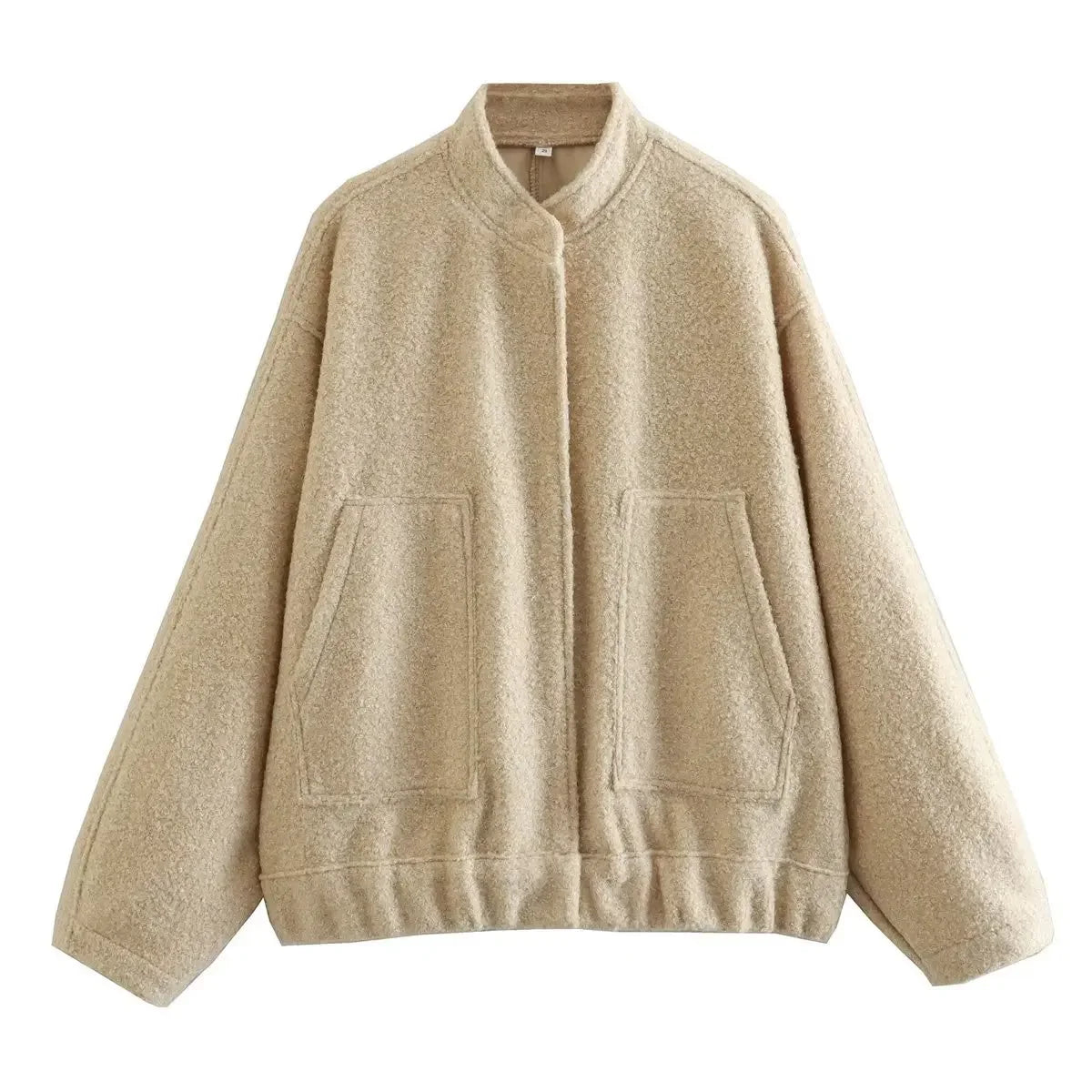 Oversized Autumn Bomber Jacket with Hidden Buttons
