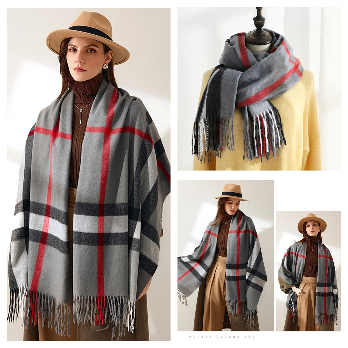 Plaid Wool Scarf