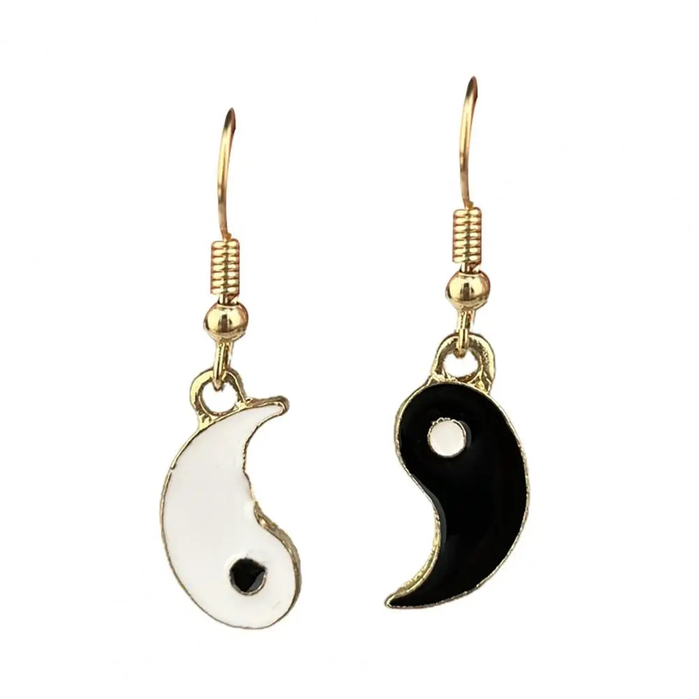 Drip Oil Yin and Yang Drop Earrings