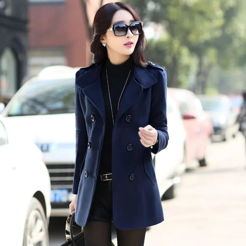Elegant Office Solid Long Trench Coat