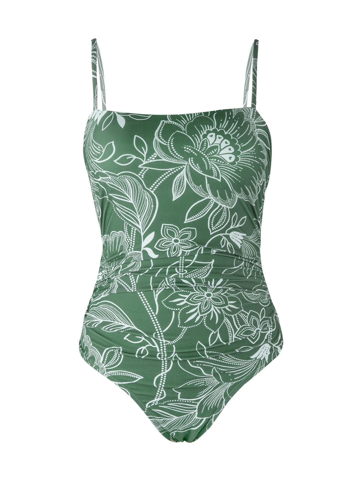 Leaf Print Square Neck One-Piece Swimsuit