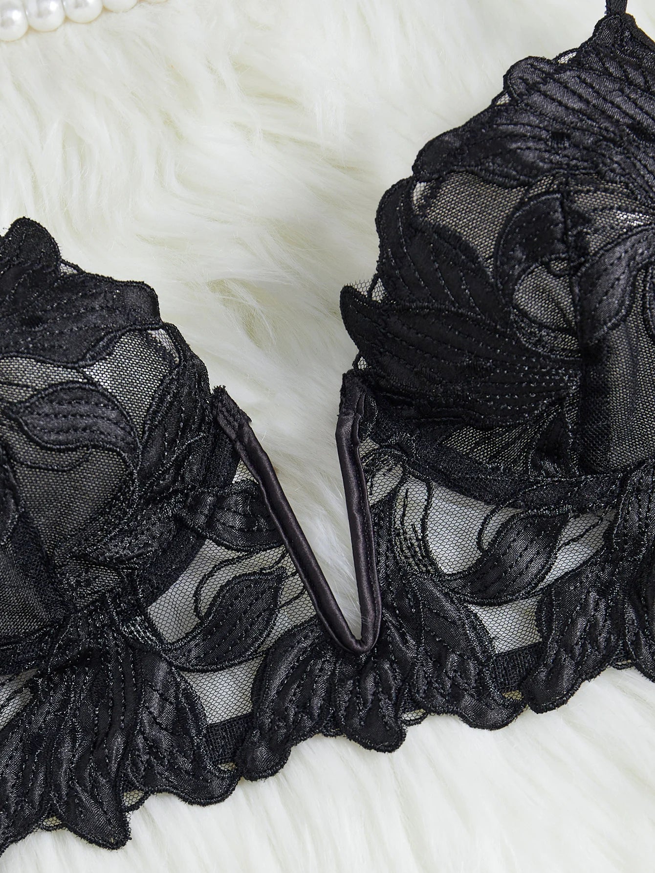 3D Mesh Embroidery Lingerie Set