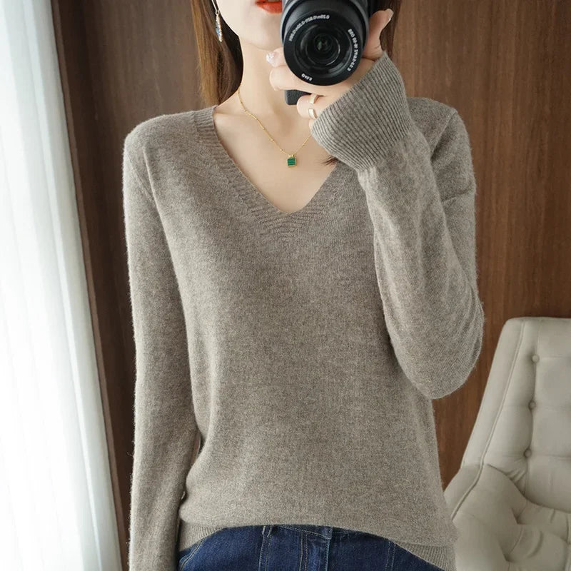 Stand Collar Solid Color Embroidery Sweater