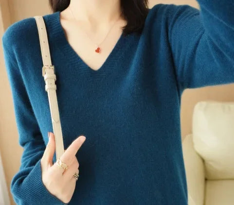 Stand Collar Solid Color Embroidery Sweater