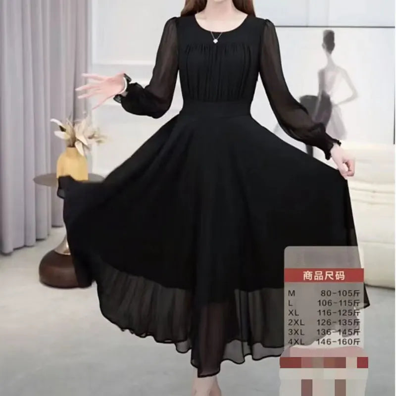 Solid Black Midi Dress